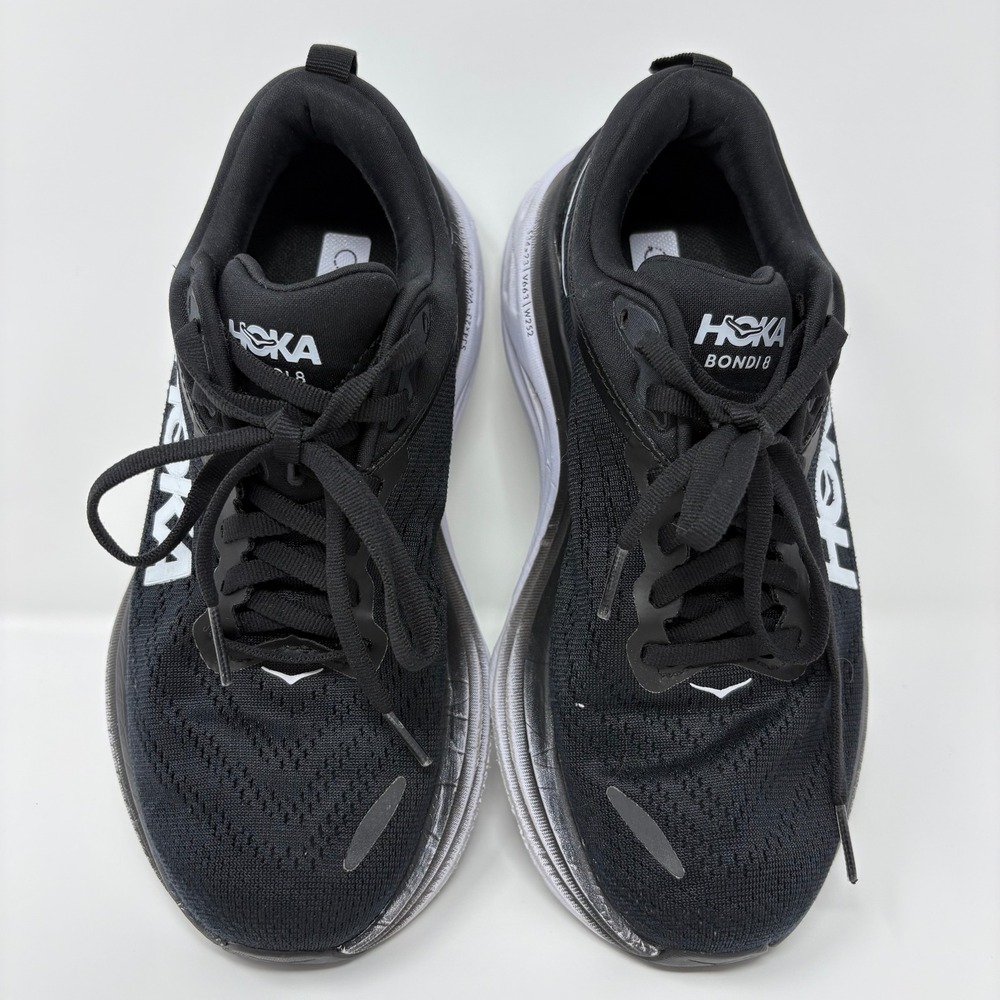 Hoka Bondi 8 Women's Size 6D Wide Running Shoes Black White 1127954 BWHT - Picture 4 of 7